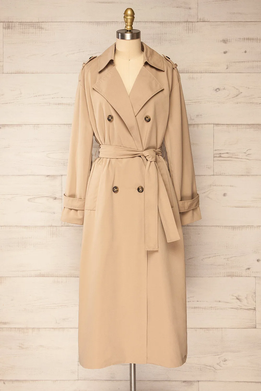 Gembloux | Beige Double Breasted Trench Coat