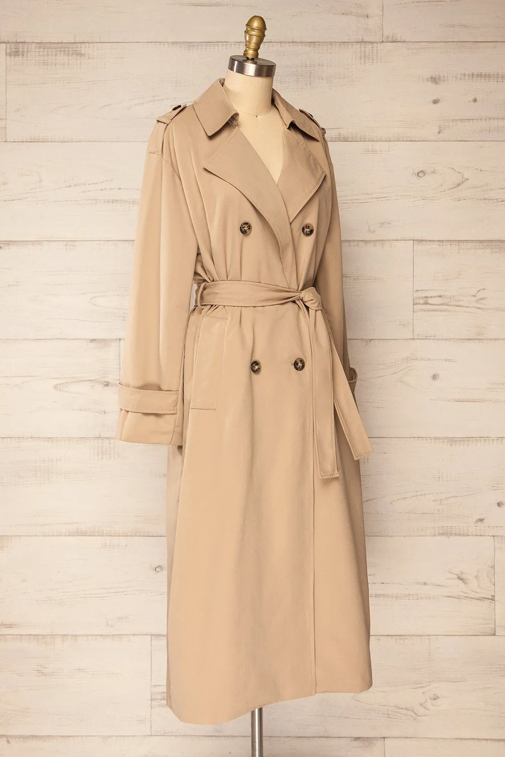 Gembloux | Beige Double Breasted Trench Coat