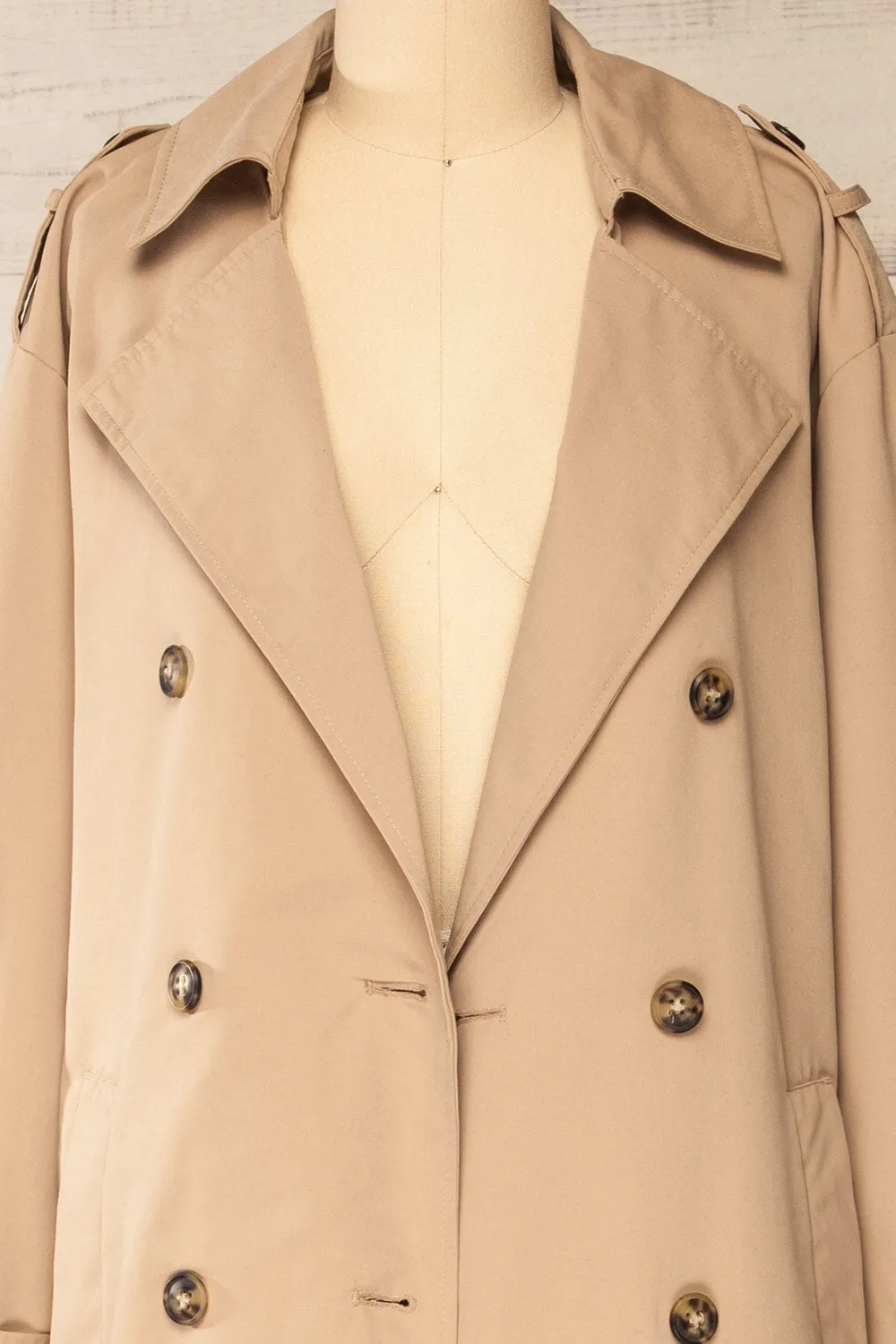 Gembloux | Beige Double Breasted Trench Coat