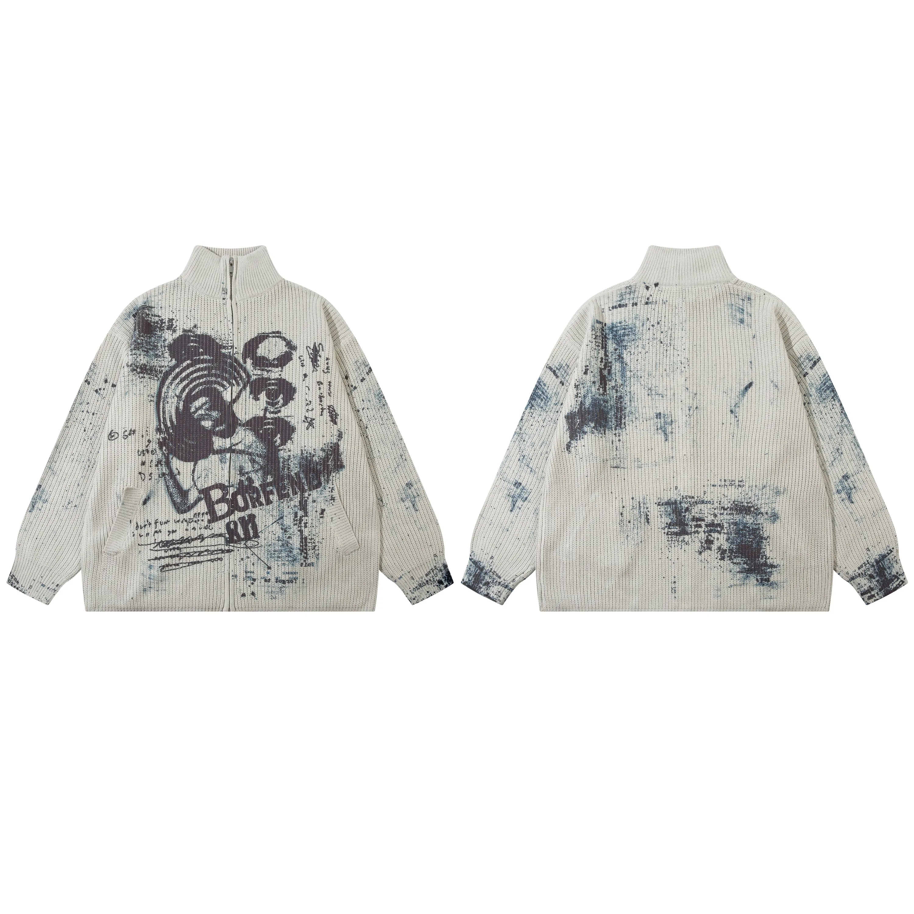 Graff Knit | Oversized Graffiti Print Knit Jacket