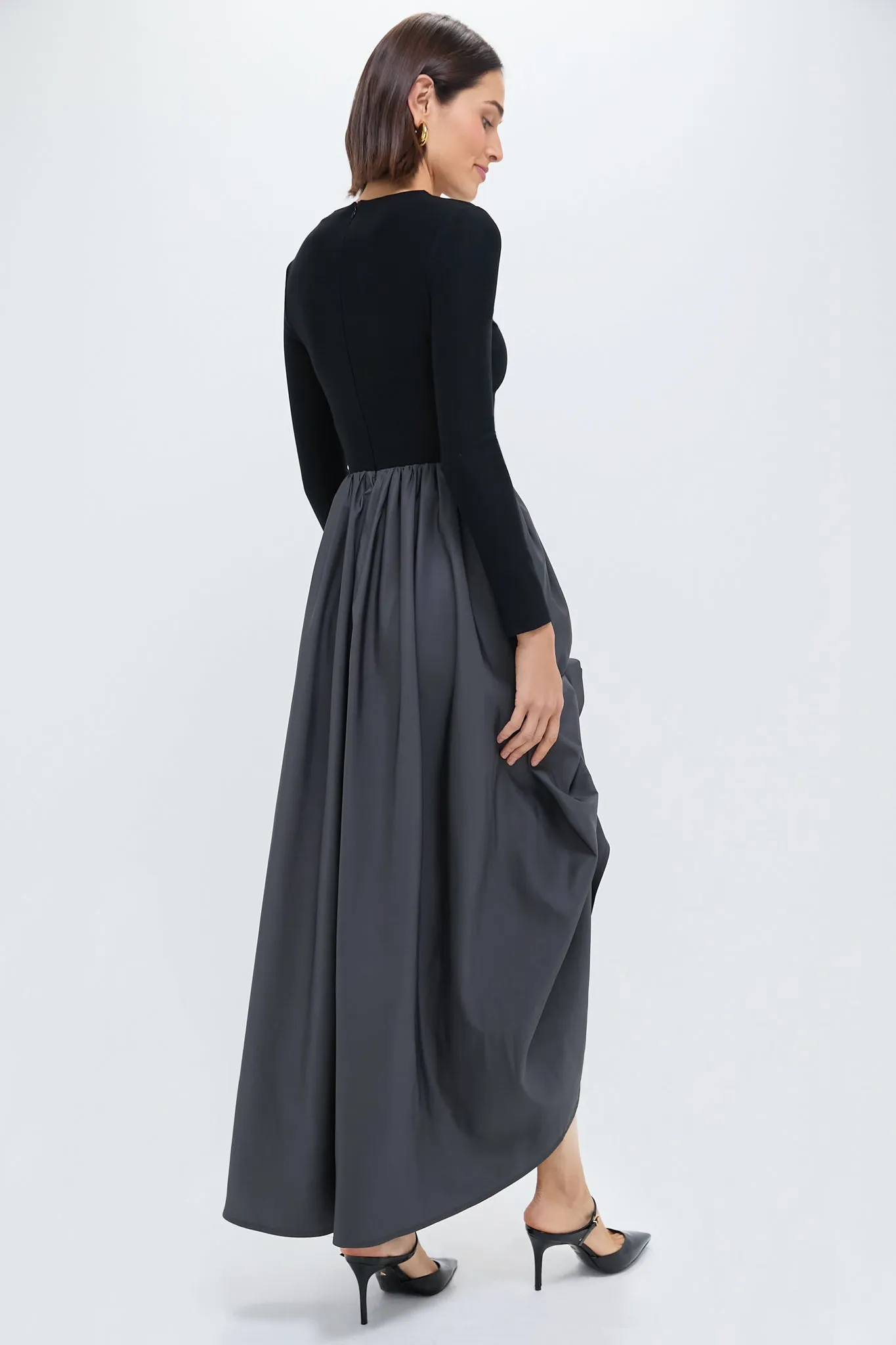 Gray Aurora Maxi Dress with Rose Detail