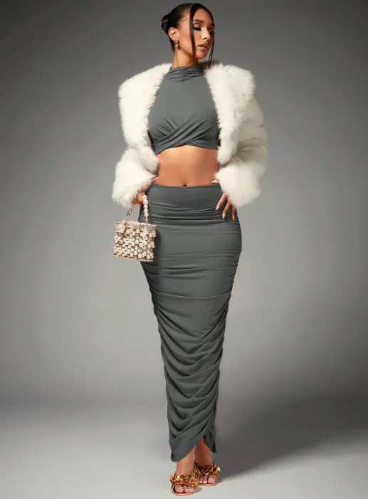 Grey Sweet Nothings 2 Piece Maxi Skirt Co-Ord