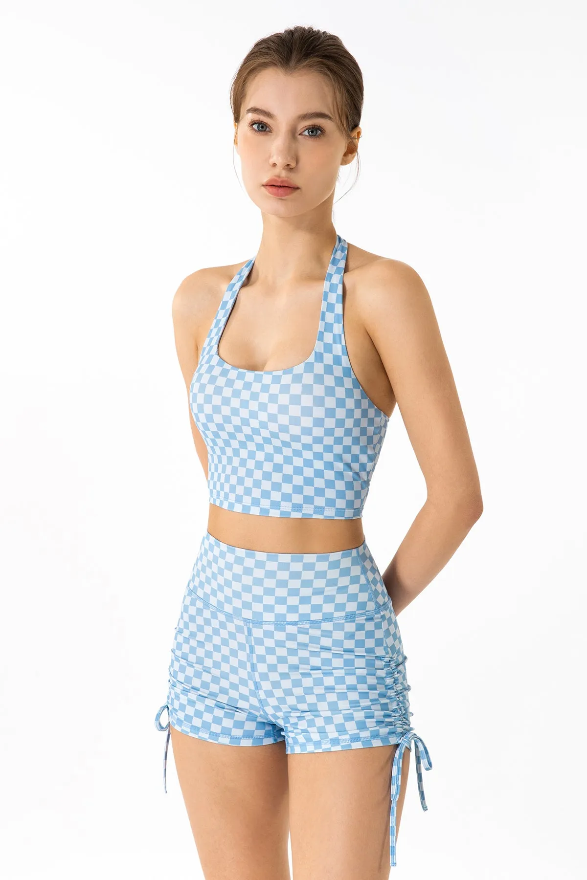 GRID GIRL Cami Bra & Side Drawstring Shorts Sets