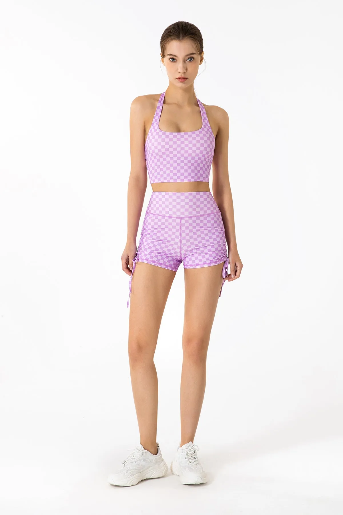 GRID GIRL Cami Bra & Side Drawstring Shorts Sets