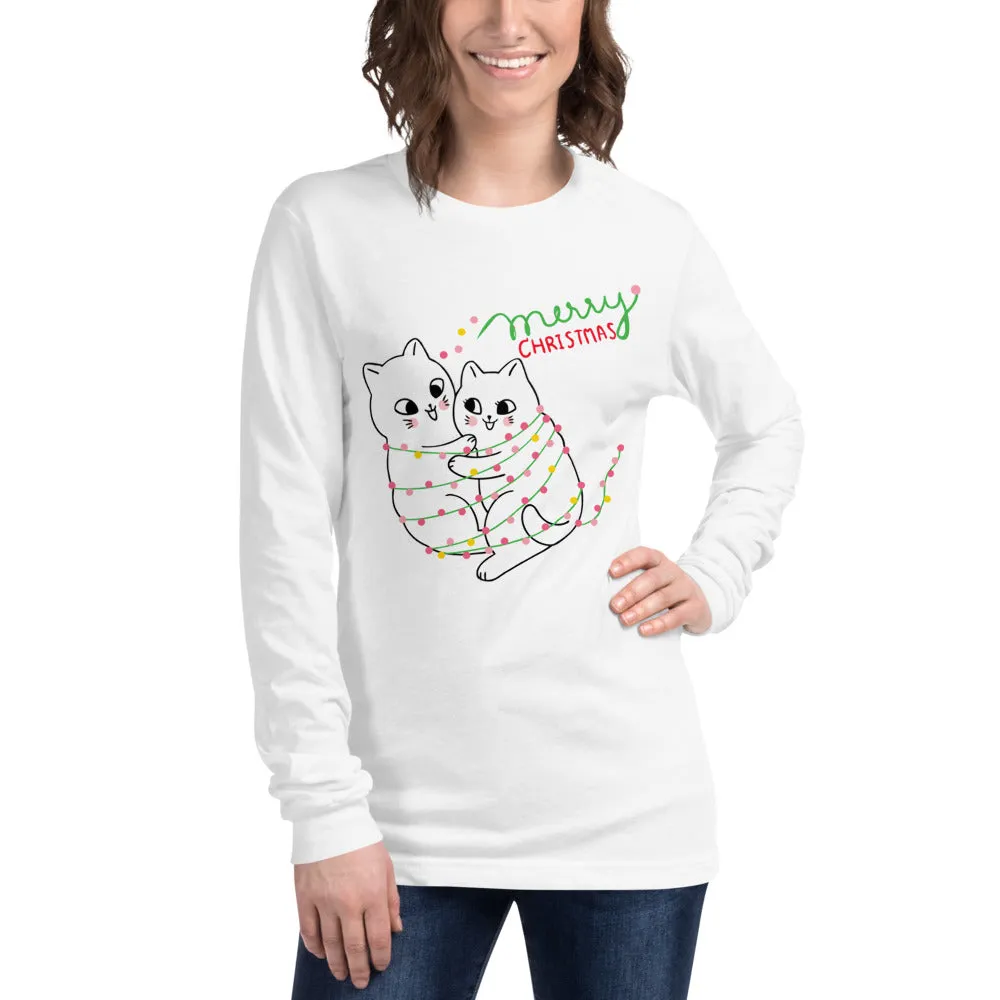 Grumpy Christmas Cat Women's Long Sleeve Tee