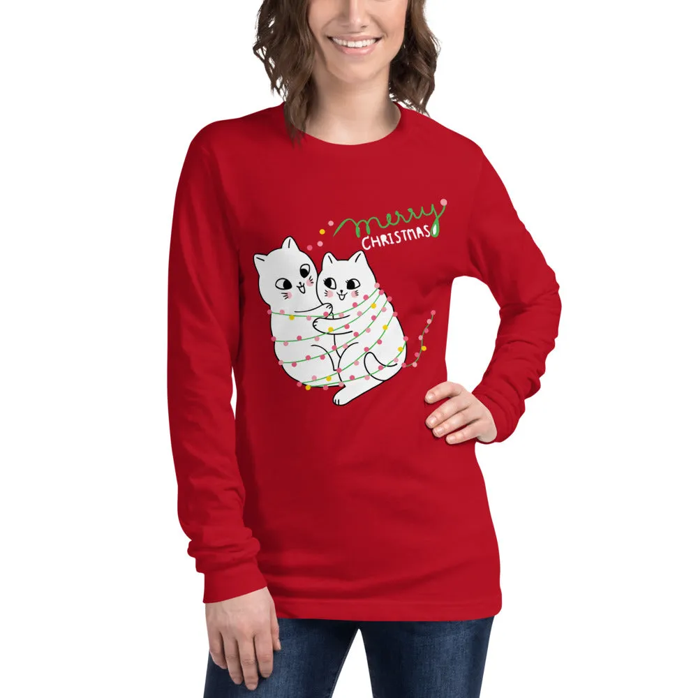 Grumpy Christmas Cat Women's Long Sleeve Tee