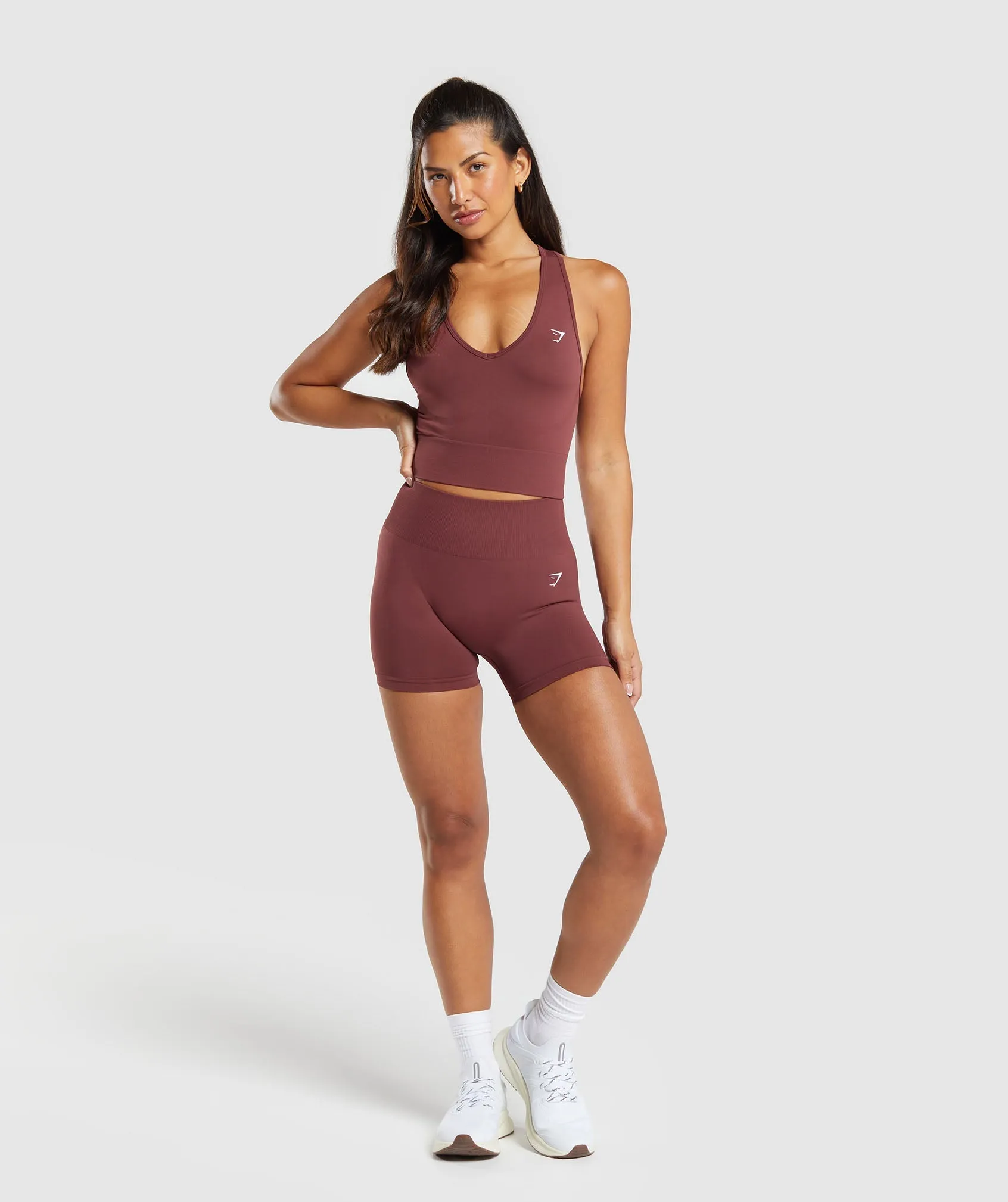 Gymshark Everyday Seamless Crop Tank - Burgundy Brown