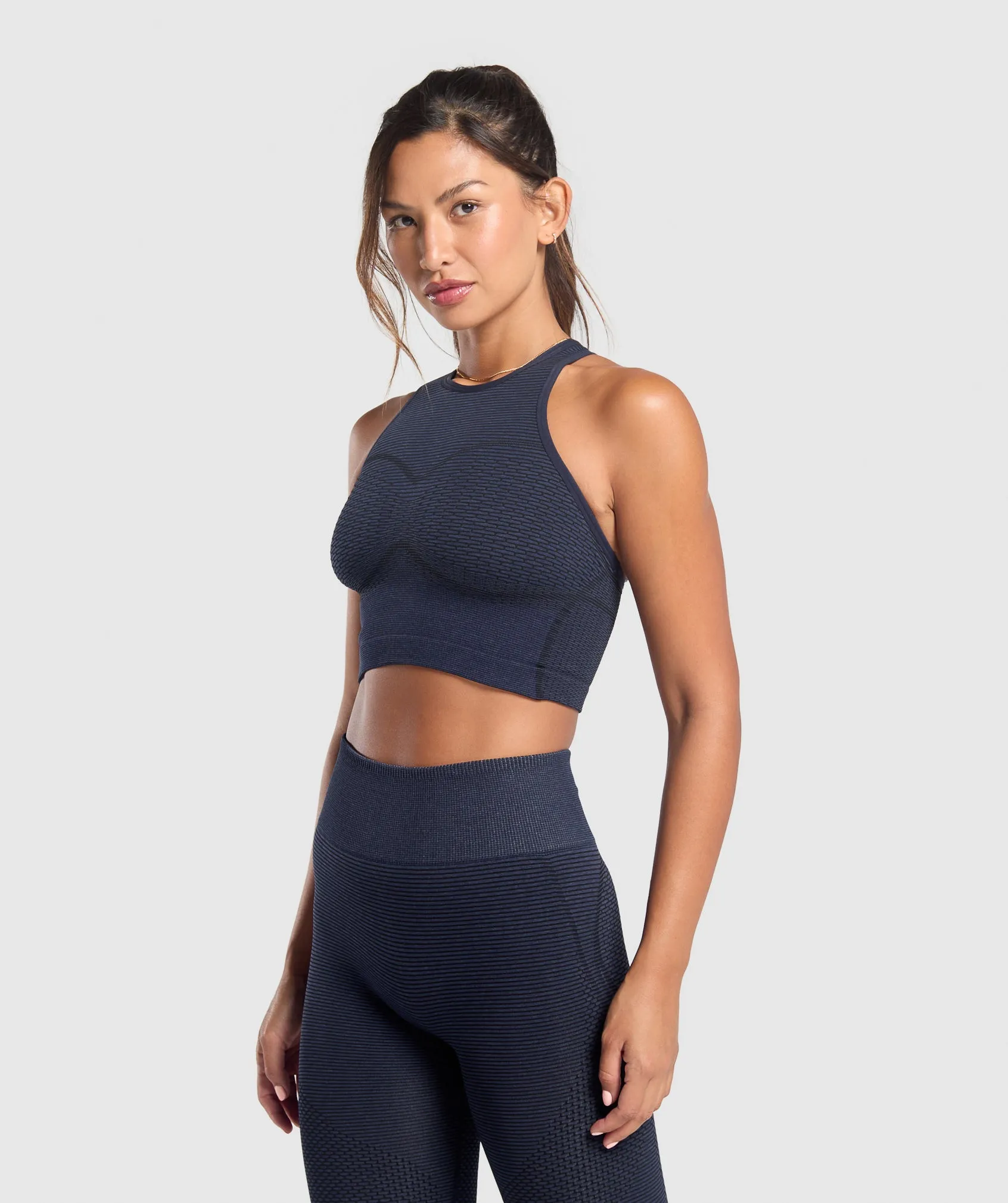 Gymshark Sport Seamless Cropped Tank - Heavy Blue/Iron Blue