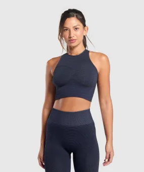 Gymshark Sport Seamless Cropped Tank - Heavy Blue/Iron Blue