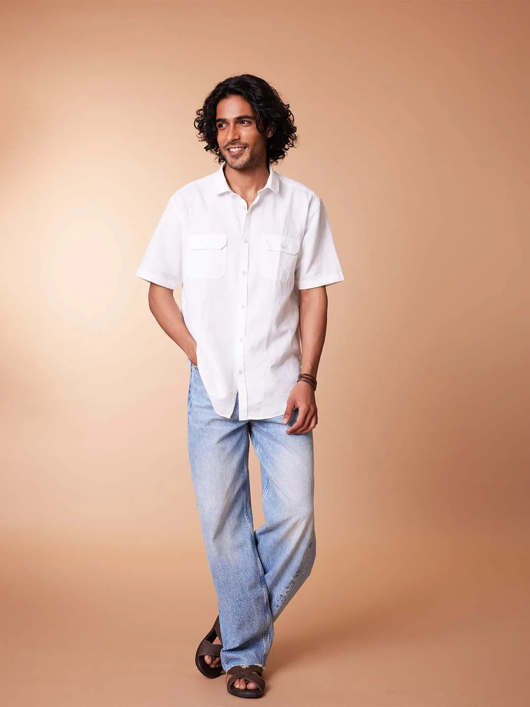 Half-sleeve Cotton Linen Shirt - Sojourn