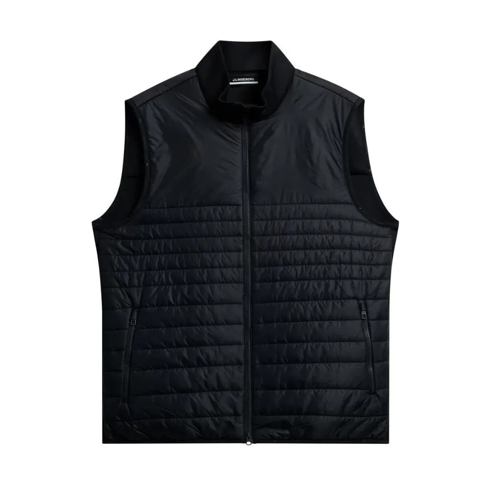 J Lindeberg Martino Mens Quilted Hybrid Golf Gilet - Black