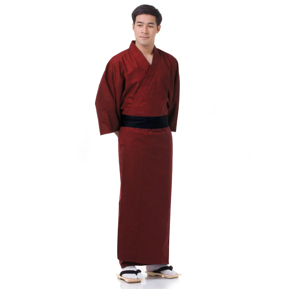 Japanese Brown Bushido Yukata Kimono Robe for Men