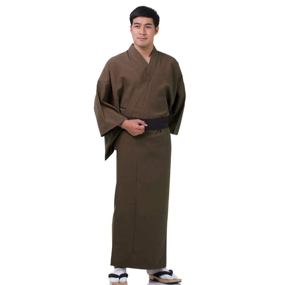 Japanese Brown Bushido Yukata Kimono Robe for Men