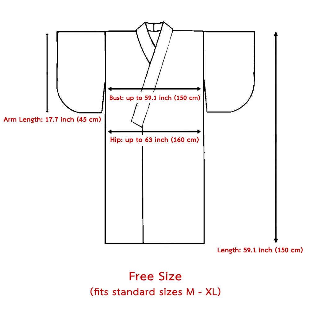 Japanese Brown Bushido Yukata Kimono Robe for Men