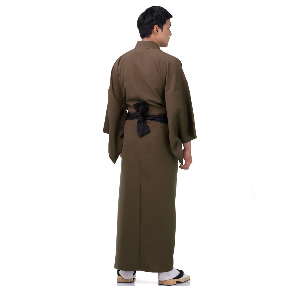 Japanese Brown Bushido Yukata Kimono Robe for Men