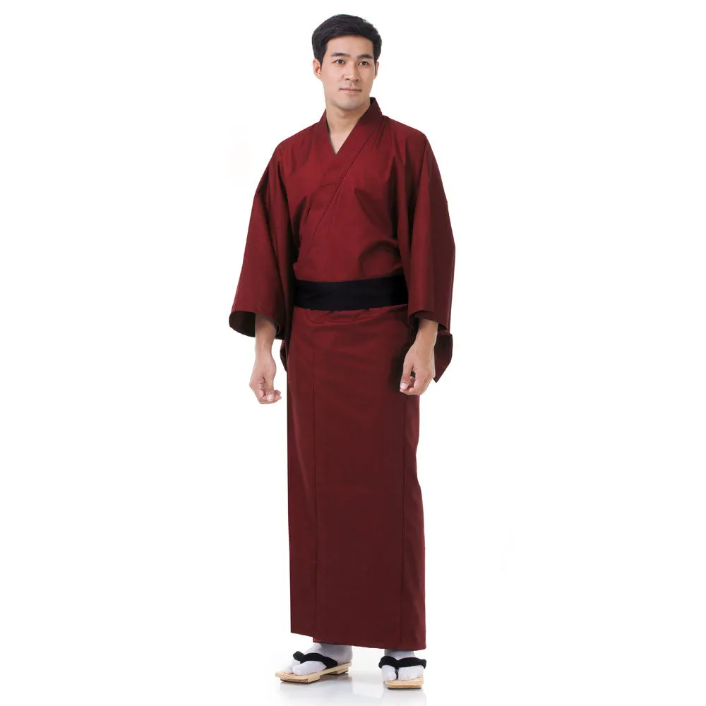 Japanese Brown Bushido Yukata Kimono Robe for Men