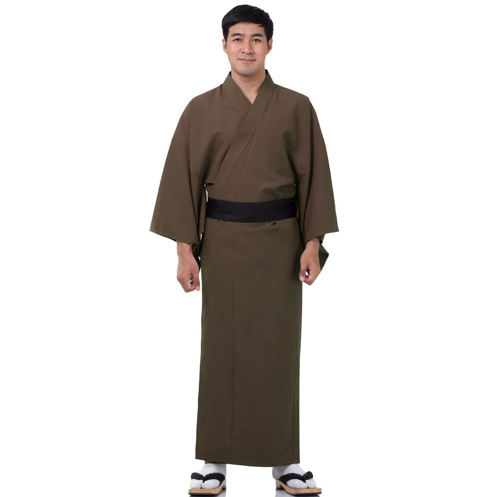 Japanese Brown Bushido Yukata Kimono Robe for Men