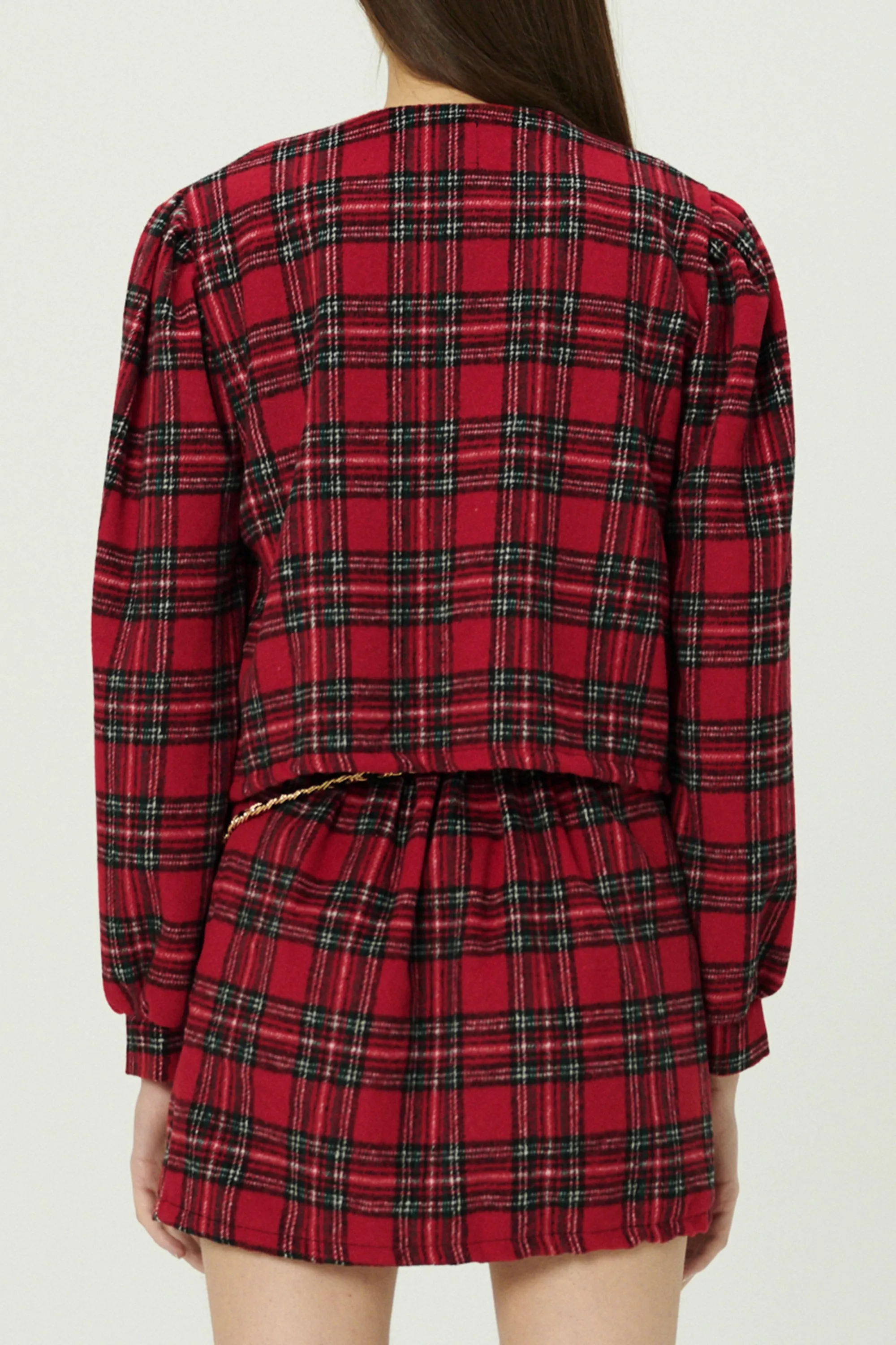 Jasper Collarless Jacket in Plaid