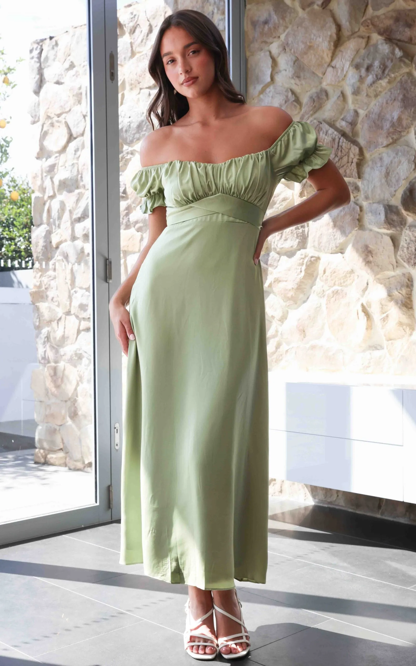 Jolene Maxi Dress - Olive Sage