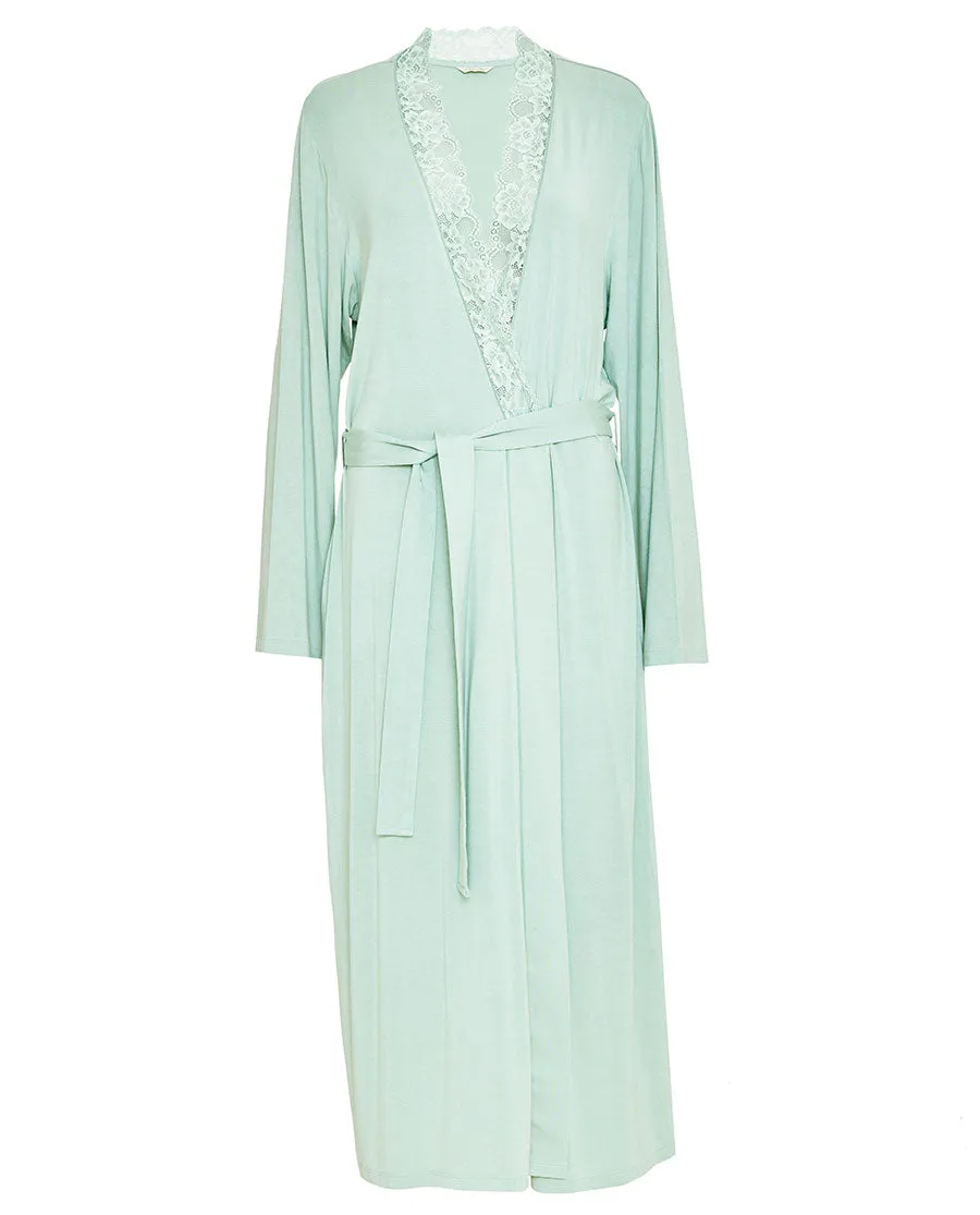 Julia Lace Detail Jersey Long Dressing Gown