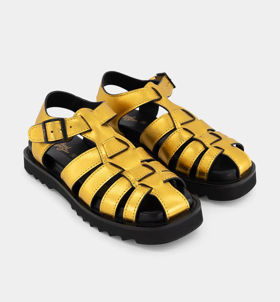 June Square Toe Warrior Sandal | Gold