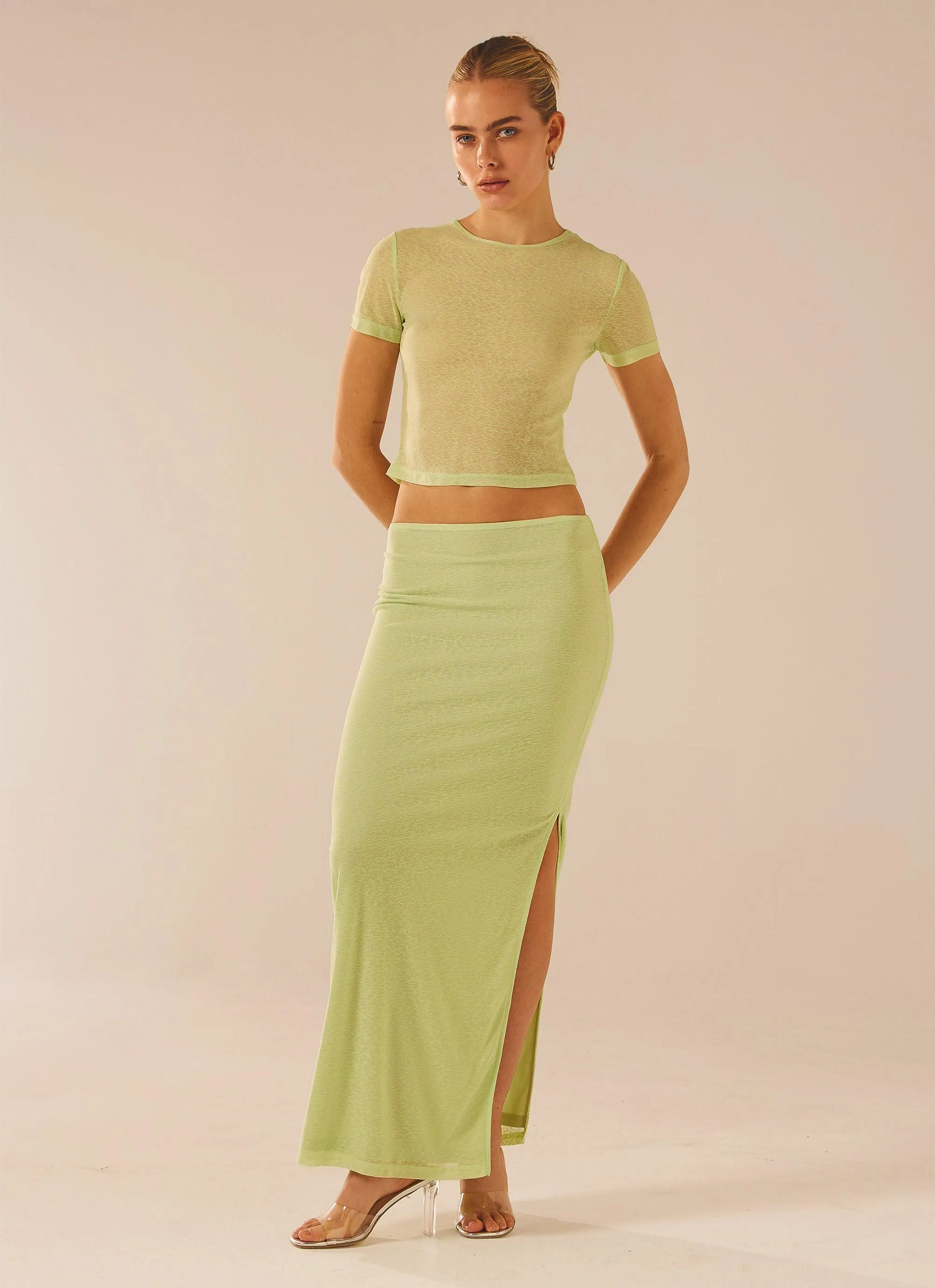 Just Like Magic Maxi Skirt - Lime