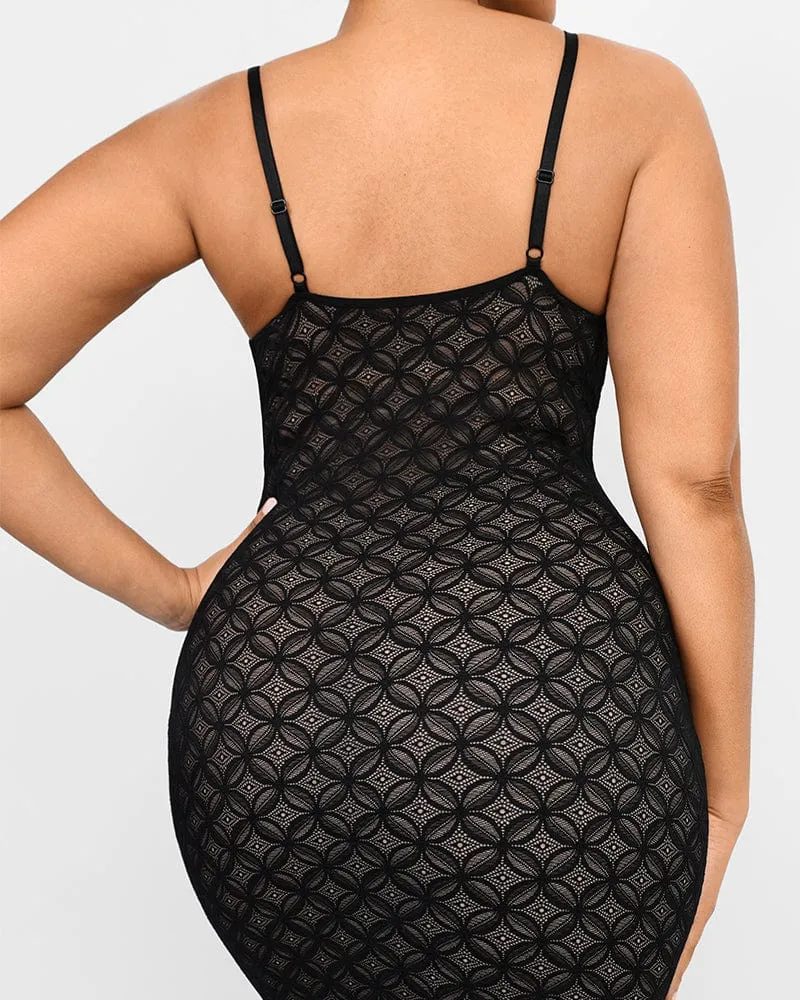 Lace Glamour Geometric Bodycon Dress