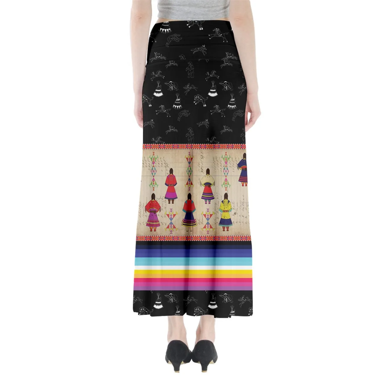 Ledger Round Dance Midnight Full Length Maxi Skirt