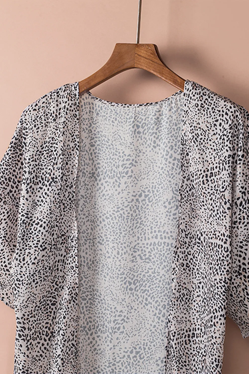 Leopard Dolman Sleeves Kimono With Slits