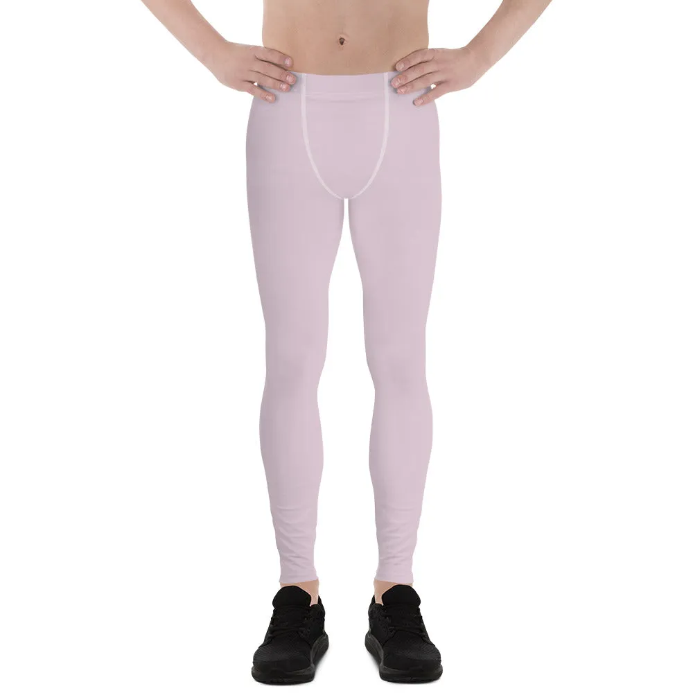 Light Pink Solid Color Meggings, Solid Pink Color Premium Quality Best Designer Men's Leggings - Made in USA/EU/MX