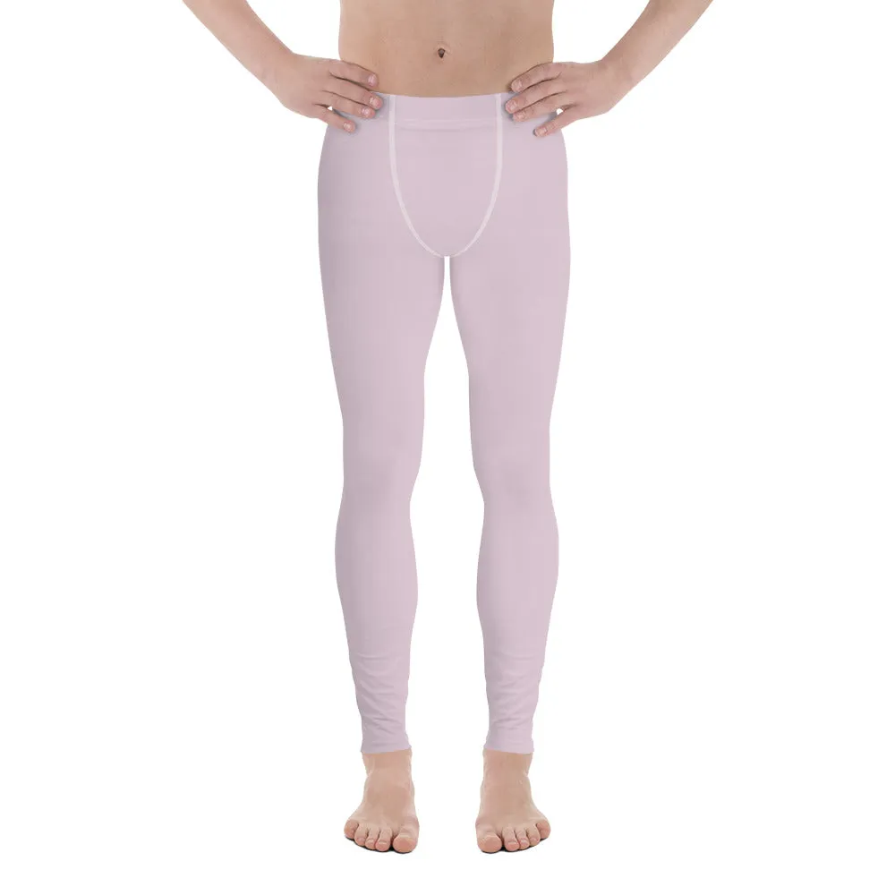 Light Pink Solid Color Meggings, Solid Pink Color Premium Quality Best Designer Men's Leggings - Made in USA/EU/MX