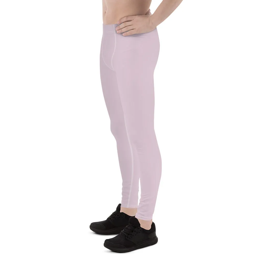 Light Pink Solid Color Meggings, Solid Pink Color Premium Quality Best Designer Men's Leggings - Made in USA/EU/MX