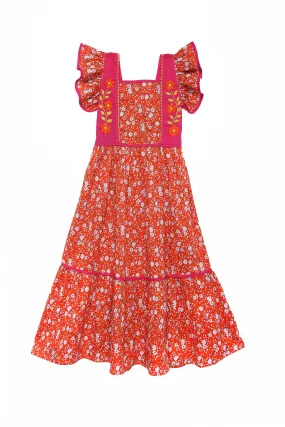 Lilas Dress Coral Whisper with Hand Stitch