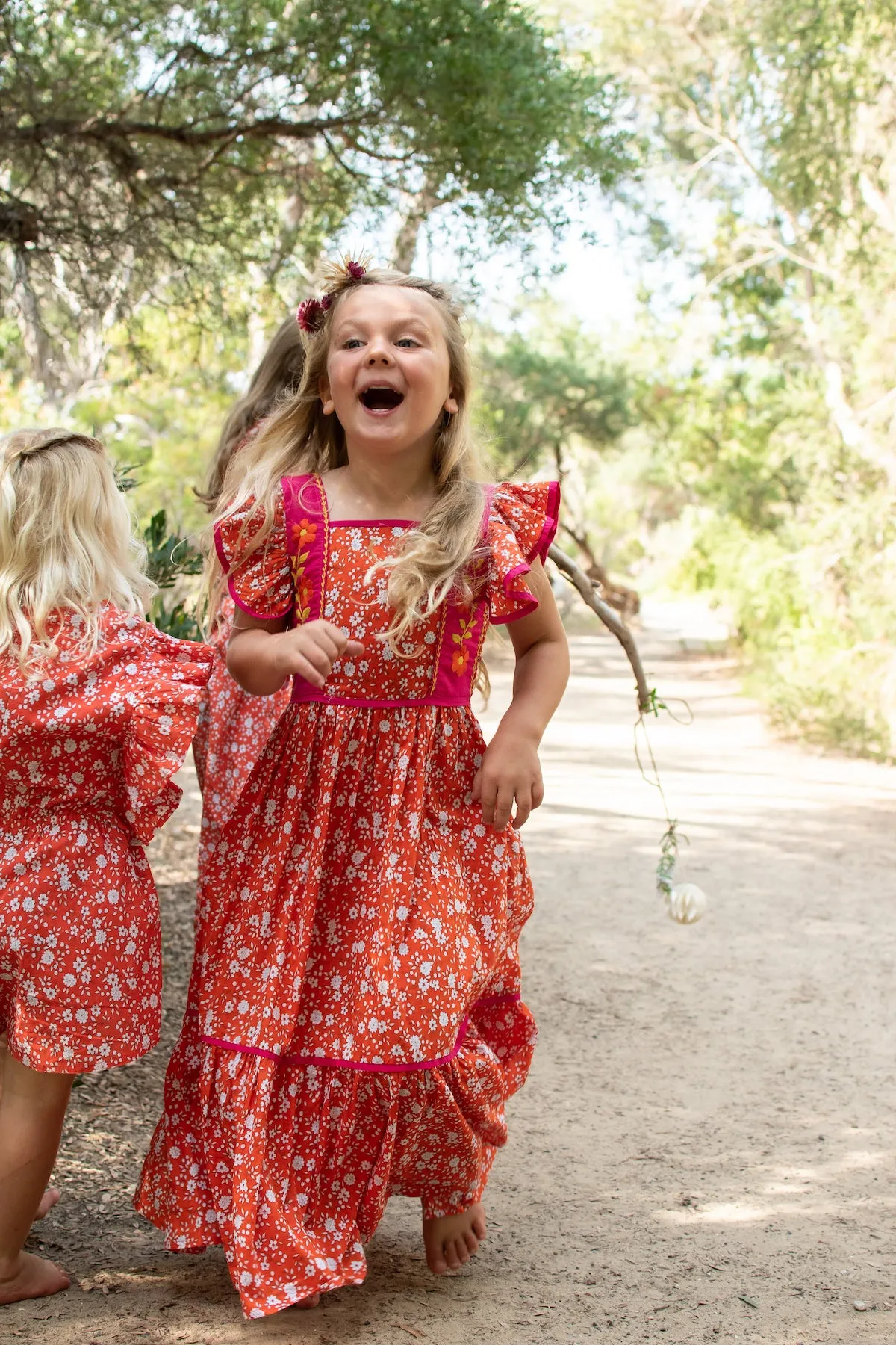 Lilas Dress Coral Whisper with Hand Stitch