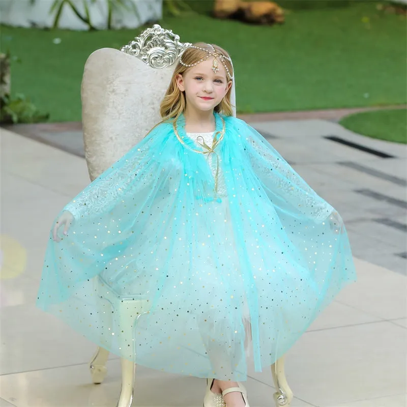 Little Girls Princess Sequins Cosplay Cape for Halloween