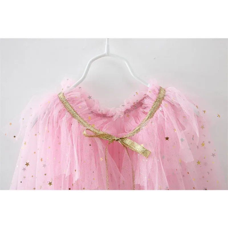 Little Girls Princess Sequins Cosplay Cape for Halloween