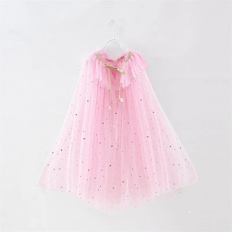 Little Girls Princess Sequins Cosplay Cape for Halloween