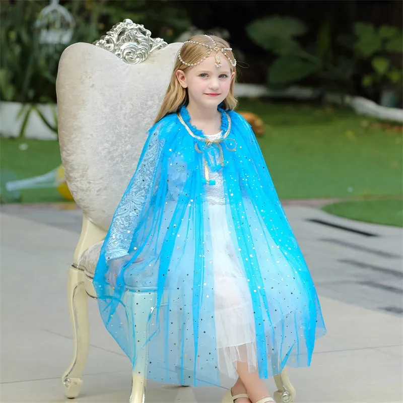 Little Girls Princess Sequins Cosplay Cape for Halloween