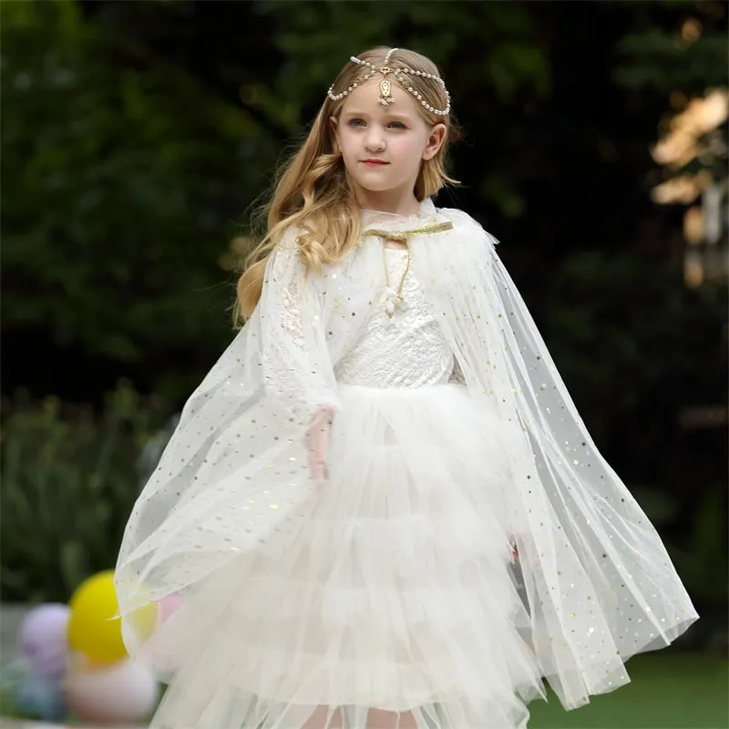 Little Girls Princess Sequins Cosplay Cape for Halloween