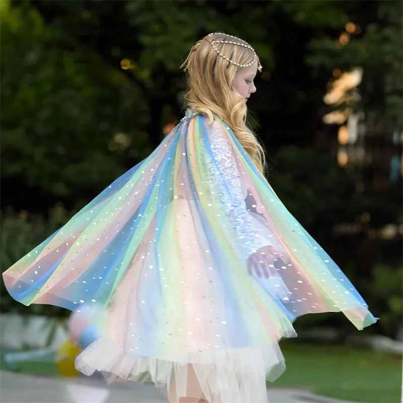 Little Girls Princess Sequins Cosplay Cape for Halloween