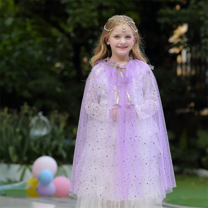 Little Girls Princess Sequins Cosplay Cape for Halloween