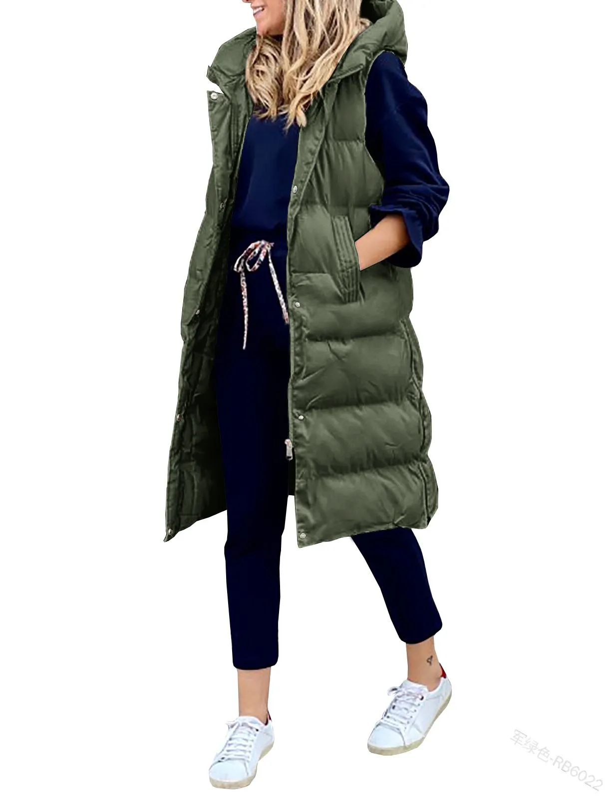 Longline Padded Puffer Gilet With Hood Body Warmer