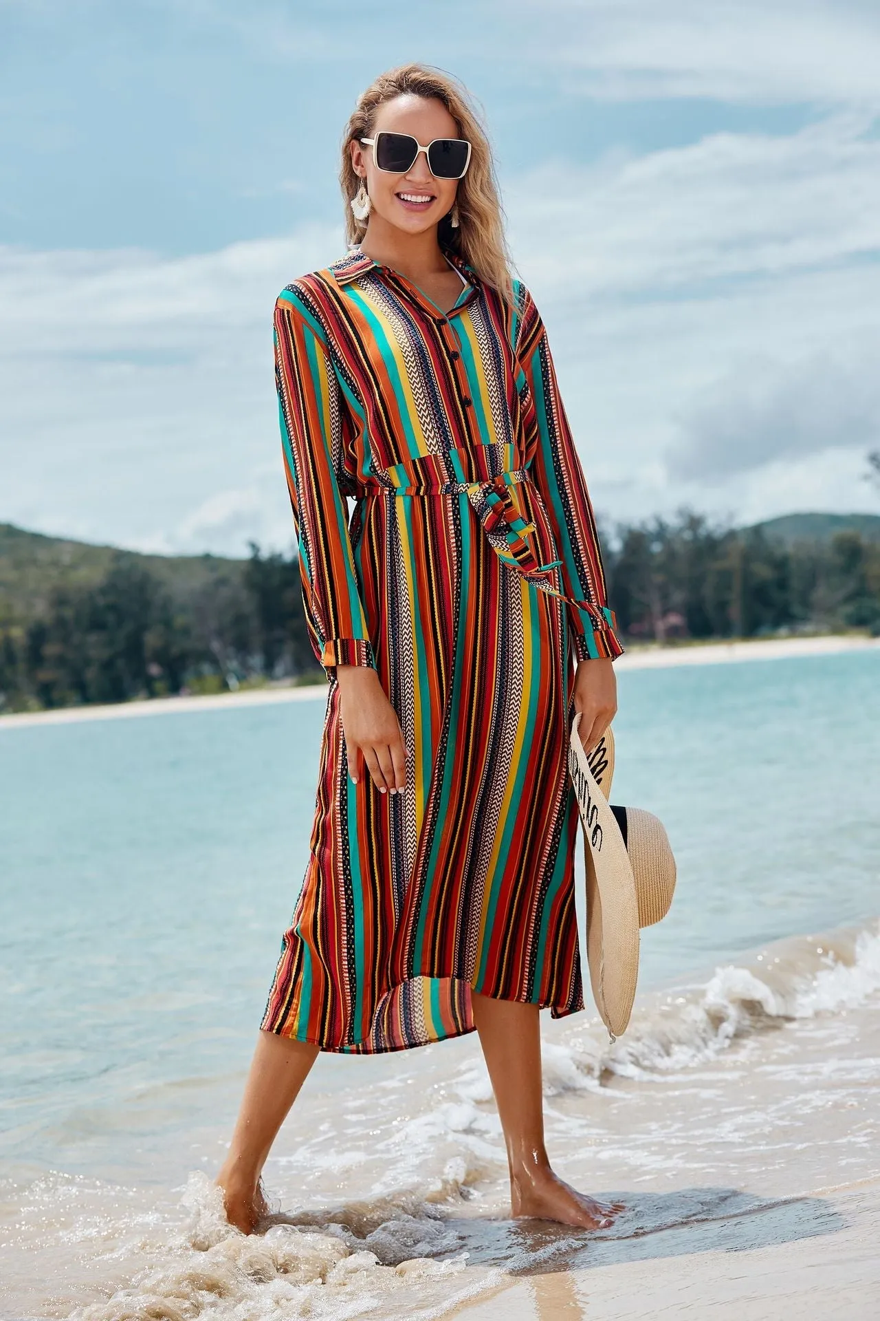 Love Often Striped Shimmer Maxi Dress