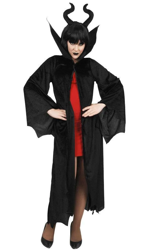 Maleficent Dark Queen Style Black Cape with Horns on Headband