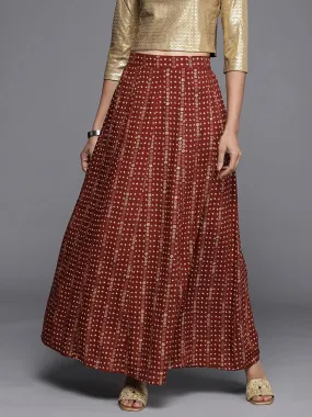 Maroon Printed Rayon Skirt