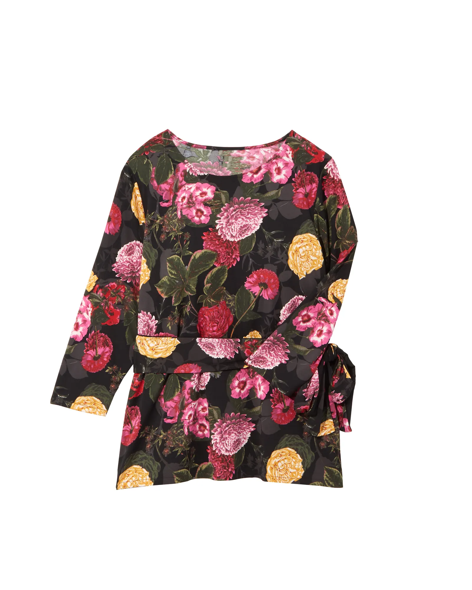 Marykay Long Sleeve Tie Top | Black / Pink