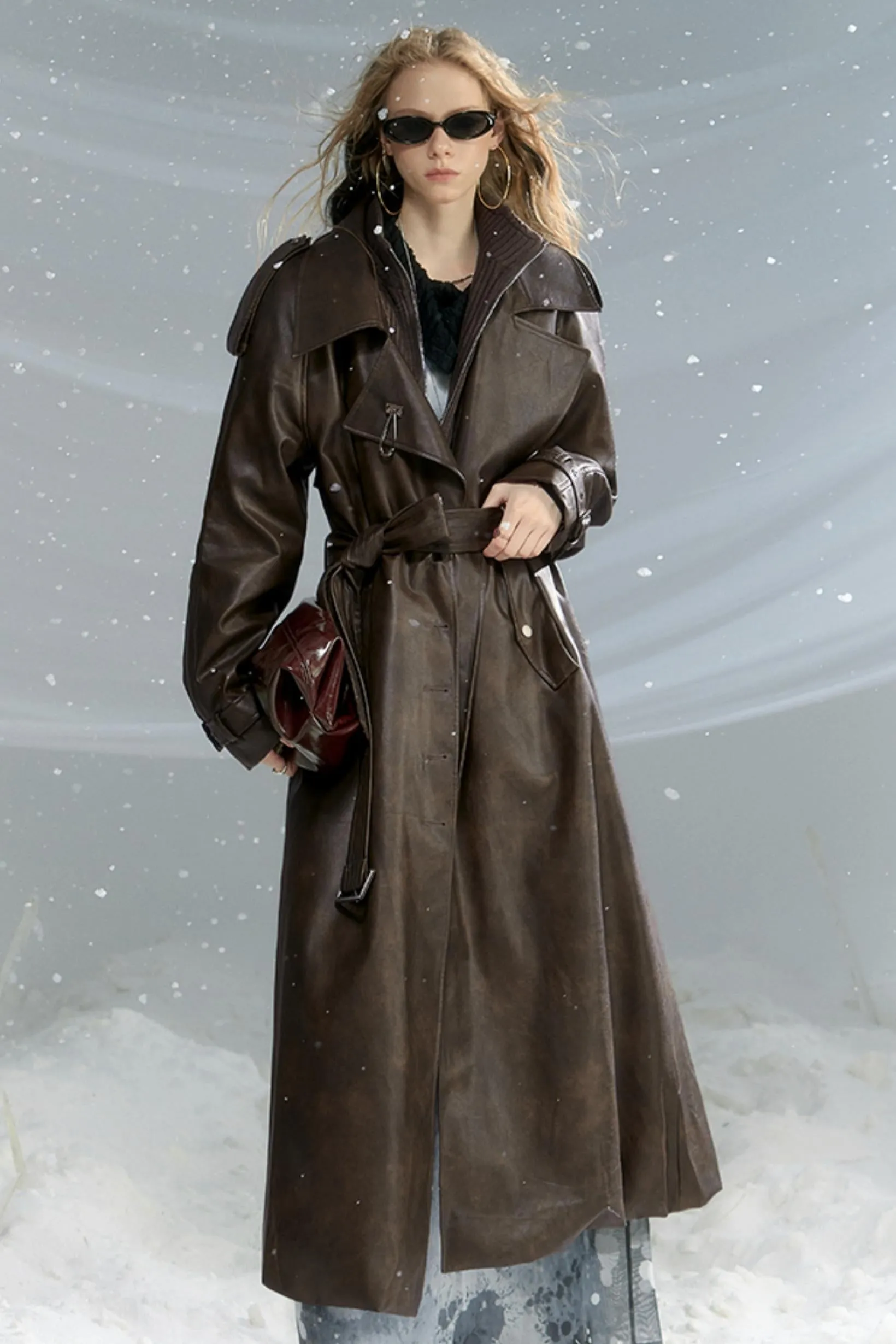 Matrix Leather Trench Coat