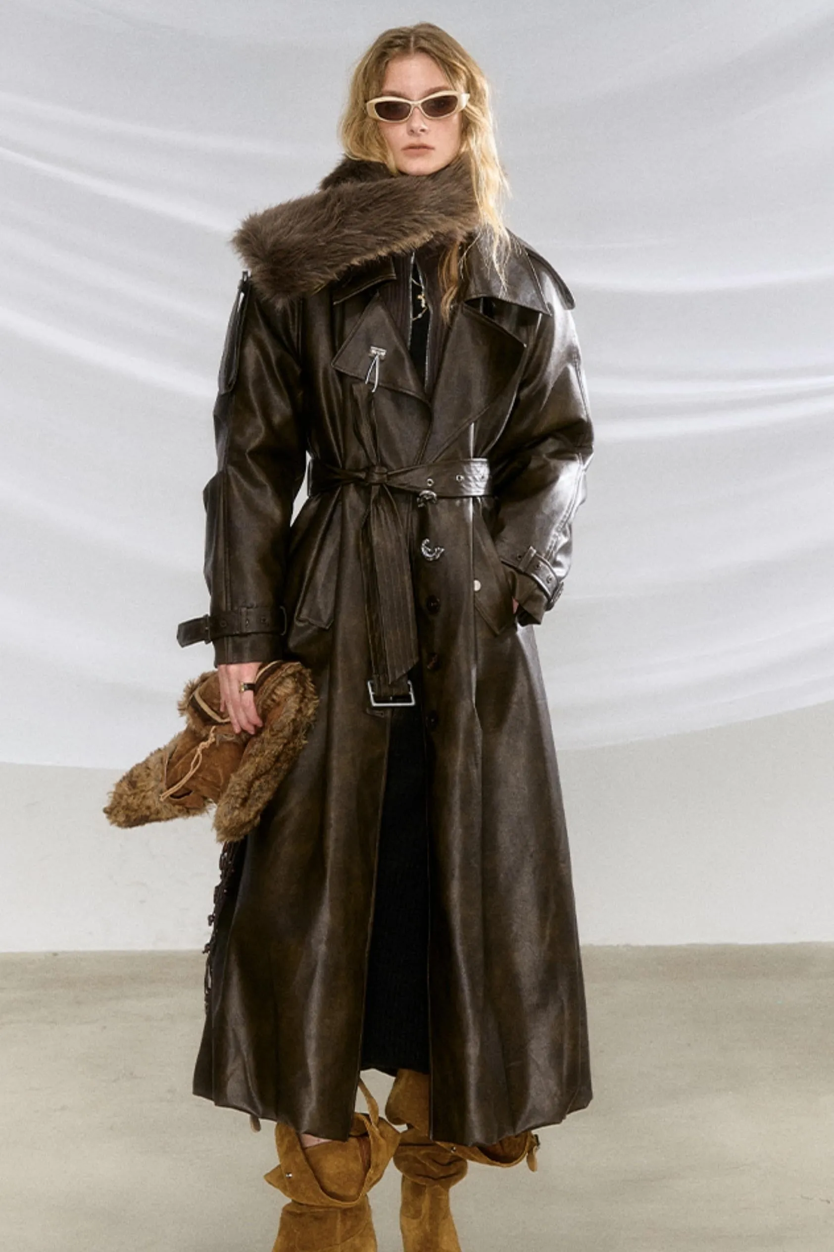 Matrix Leather Trench Coat