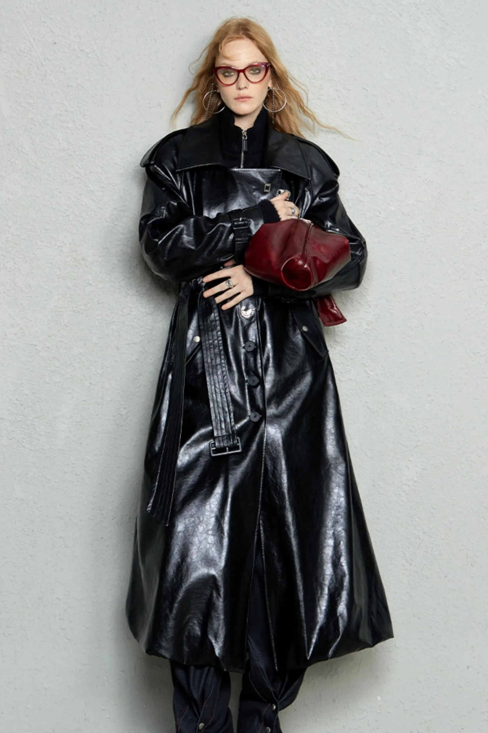 Matrix Leather Trench Coat