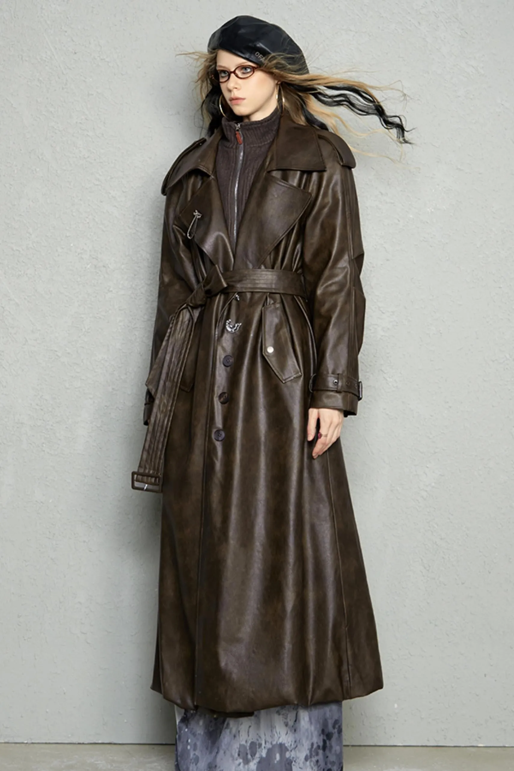 Matrix Leather Trench Coat